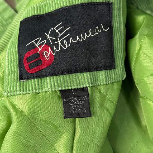Vintage 90s Y2k BKE Green Corduroy Quilted Jacket Pea Coat Whimsy Twee Mod L - Picture 5 of 8
